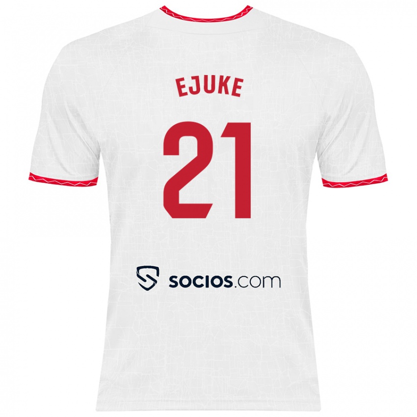 Niño Camiseta Chidera Ejuke #21 Blanco Rojo 1ª Equipación 2024/25 La Camisa Perú