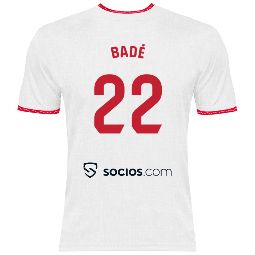 Niño Camiseta Loïc Badé #22 Blanco Rojo 1ª Equipación 2024/25 La Camisa Perú