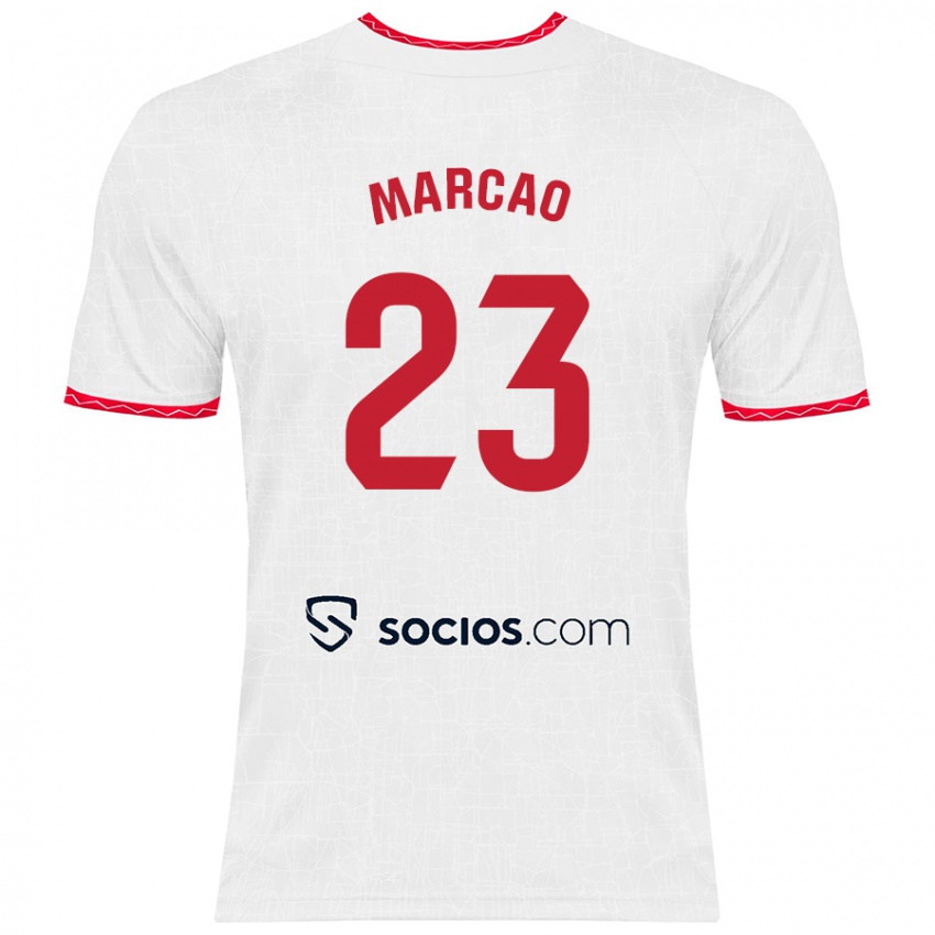 Niño Camiseta Marcão #23 Blanco Rojo 1ª Equipación 2024/25 La Camisa Perú