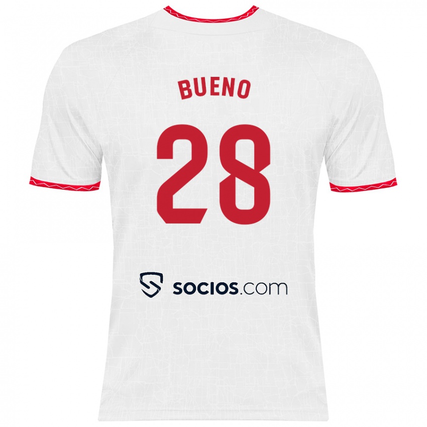 Niño Camiseta Manu Bueno #28 Blanco Rojo 1ª Equipación 2024/25 La Camisa Perú