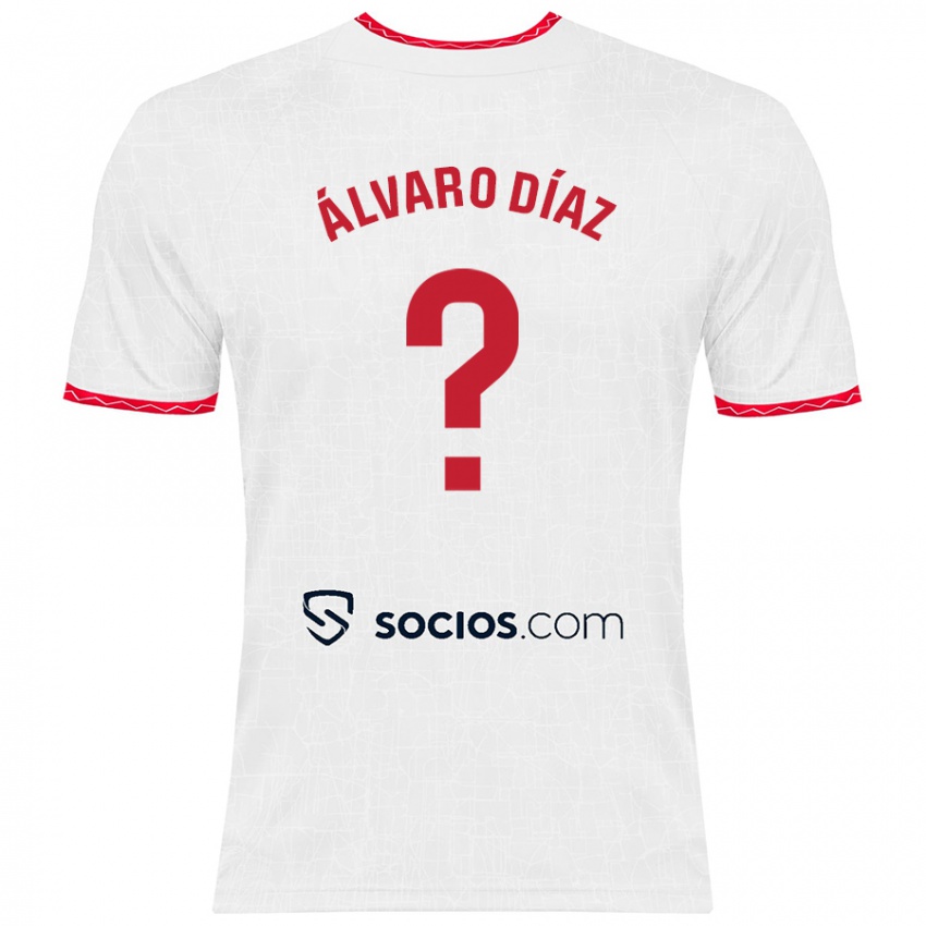 Niño Camiseta Álvaro Díaz #0 Blanco Rojo 1ª Equipación 2024/25 La Camisa Perú