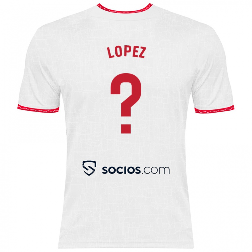 Niño Camiseta David López #0 Blanco Rojo 1ª Equipación 2024/25 La Camisa Perú