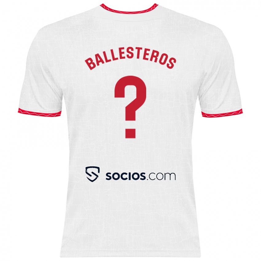 Niño Camiseta Gonzalo Ballesteros #0 Blanco Rojo 1ª Equipación 2024/25 La Camisa Perú