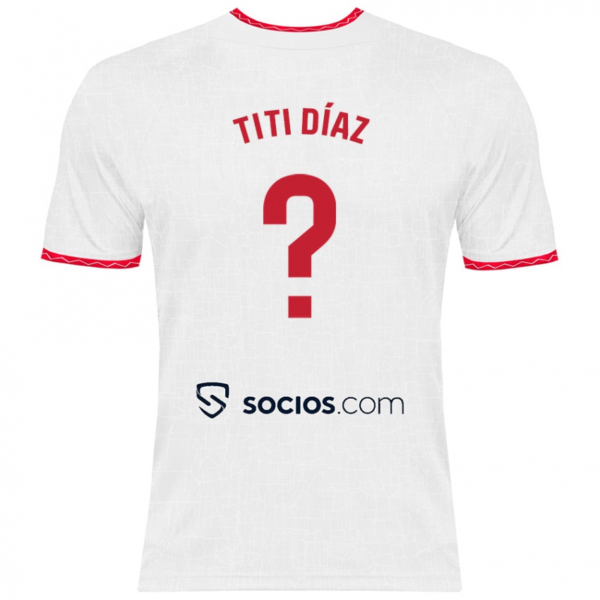 Niño Camiseta Titi Díaz #0 Blanco Rojo 1ª Equipación 2024/25 La Camisa Perú