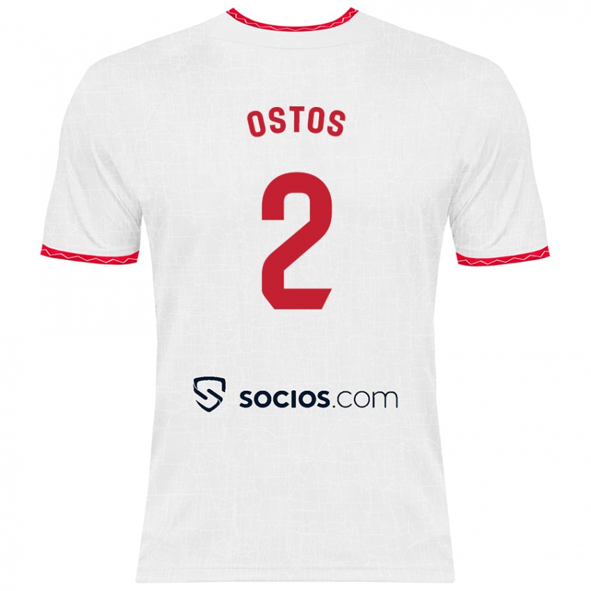 Niño Camiseta Fran Ostos #2 Blanco Rojo 1ª Equipación 2024/25 La Camisa Perú