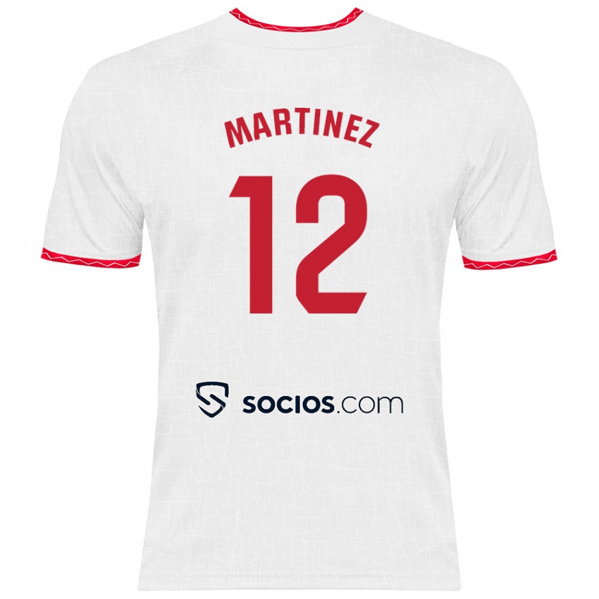 Niño Camiseta Gabri Martinez #12 Blanco Rojo 1ª Equipación 2024/25 La Camisa Perú