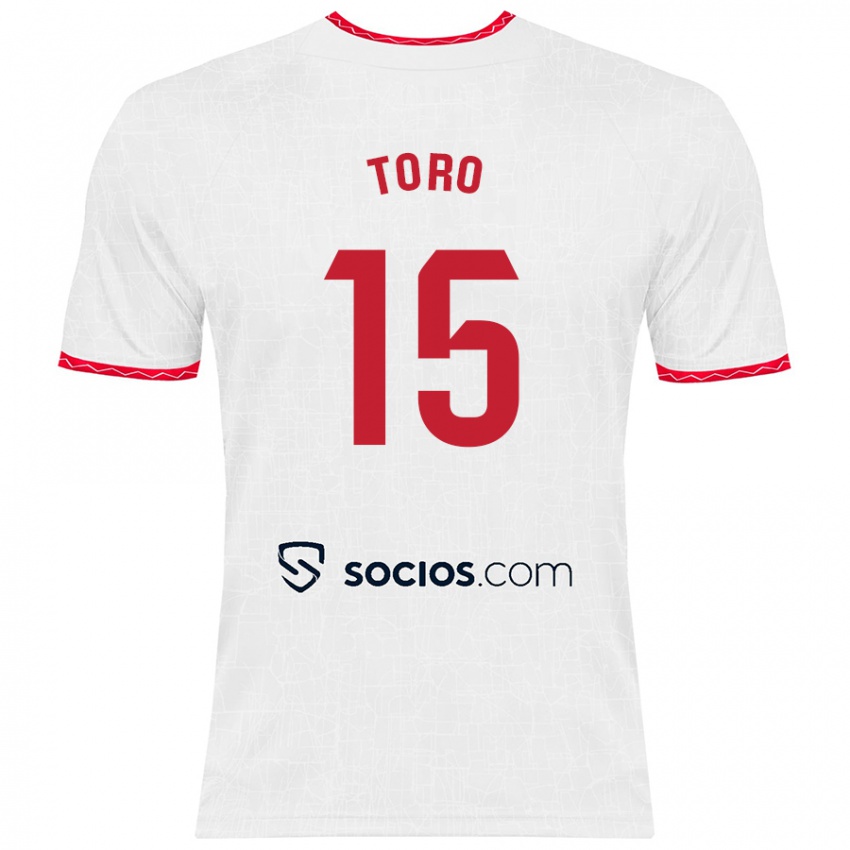 Niño Camiseta Juanan Toro #15 Blanco Rojo 1ª Equipación 2024/25 La Camisa Perú