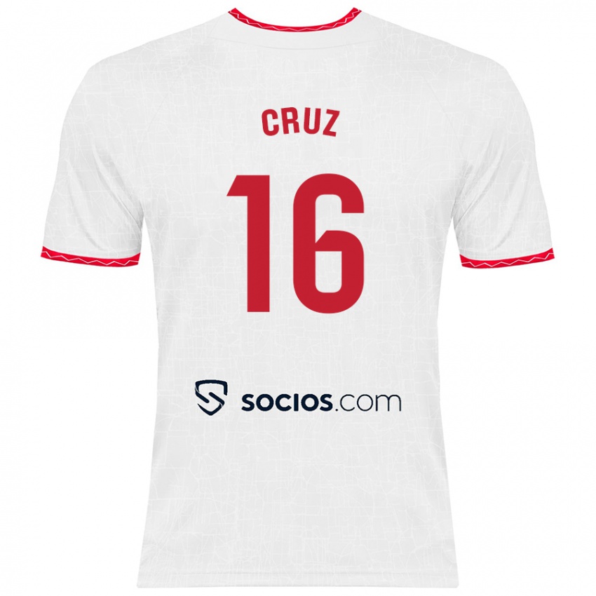 Niño Camiseta Jesús Cruz #16 Blanco Rojo 1ª Equipación 2024/25 La Camisa Perú