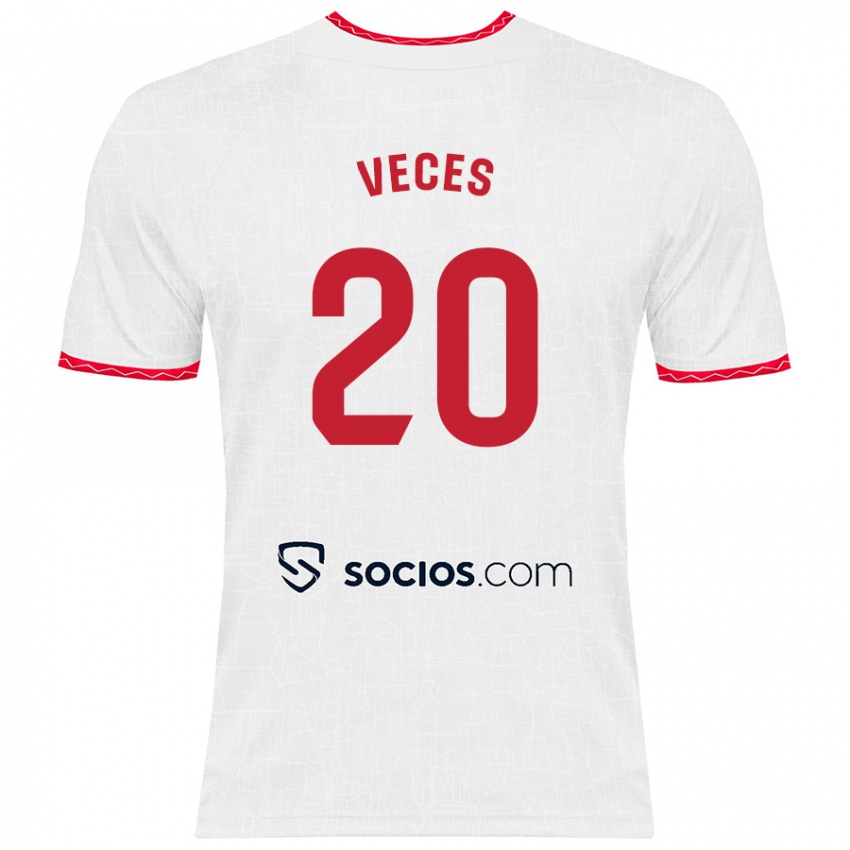 Niño Camiseta Sergio Veces #20 Blanco Rojo 1ª Equipación 2024/25 La Camisa Perú