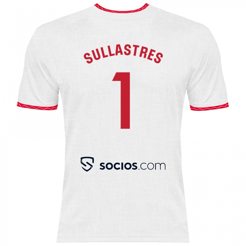 Niño Camiseta Esther Sullastres Ayuso #1 Blanco Rojo 1ª Equipación 2024/25 La Camisa Perú