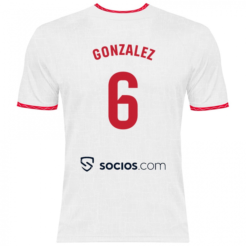 Niño Camiseta Pamela González #6 Blanco Rojo 1ª Equipación 2024/25 La Camisa Perú