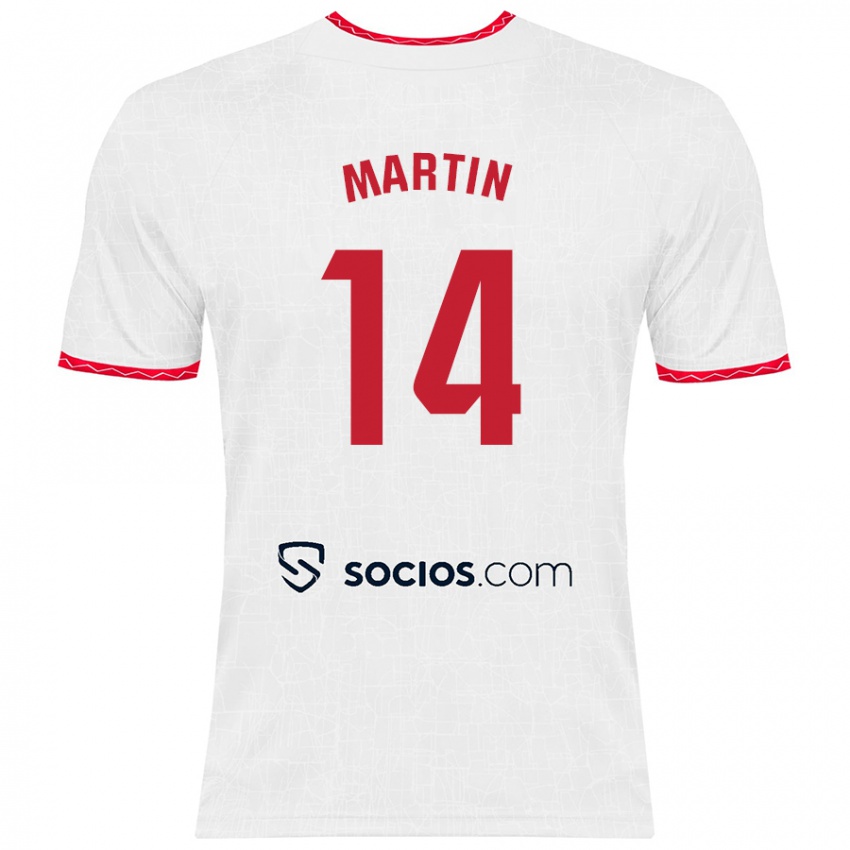 Niño Camiseta Nazareth Martín #14 Blanco Rojo 1ª Equipación 2024/25 La Camisa Perú