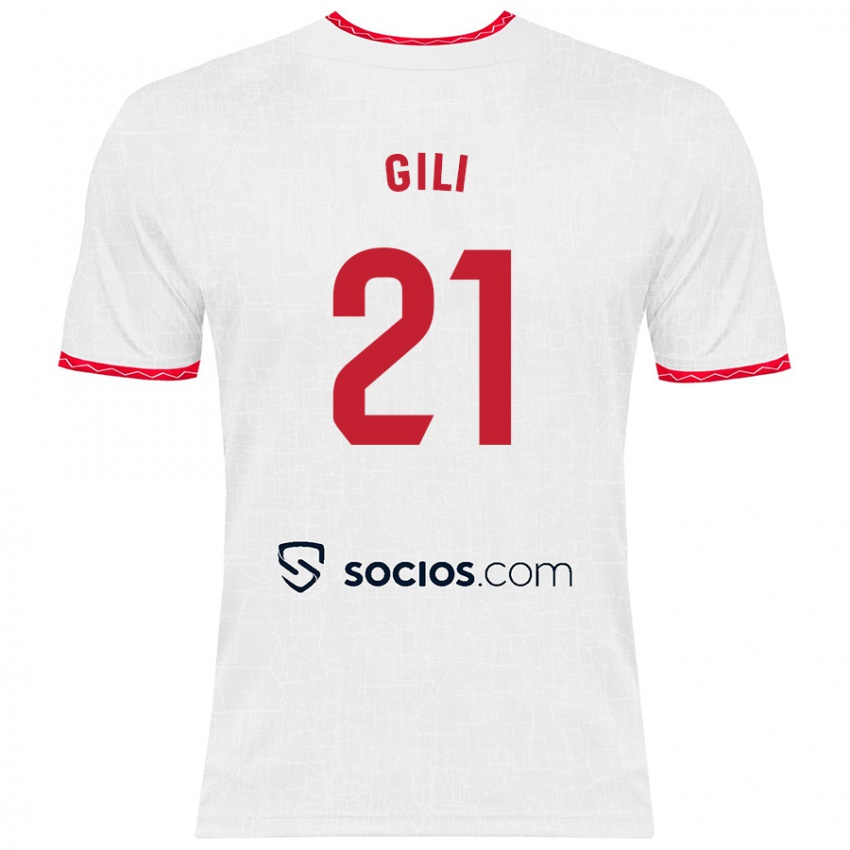 Niño Camiseta Gemma Gili #21 Blanco Rojo 1ª Equipación 2024/25 La Camisa Perú