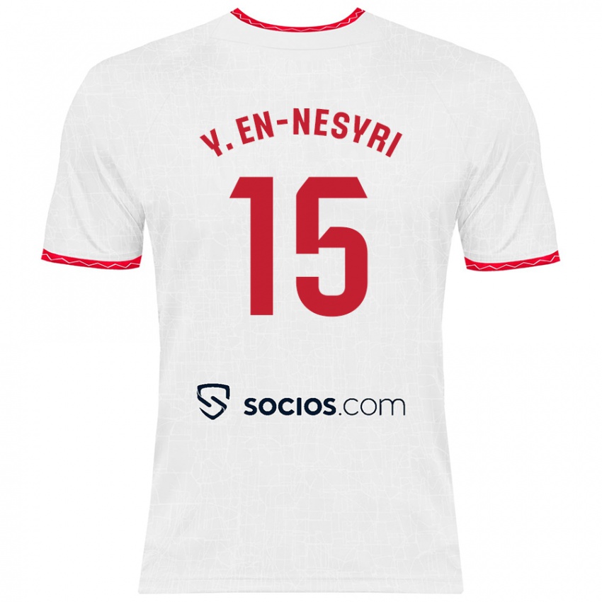 Niño Camiseta Youssef En-Nesyri #15 Blanco Rojo 1ª Equipación 2024/25 La Camisa Perú