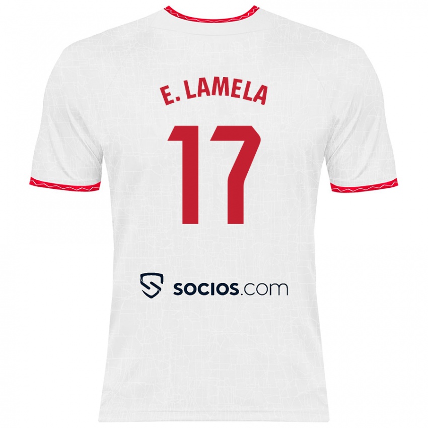 Niño Camiseta Erik Lamela #17 Blanco Rojo 1ª Equipación 2024/25 La Camisa Perú