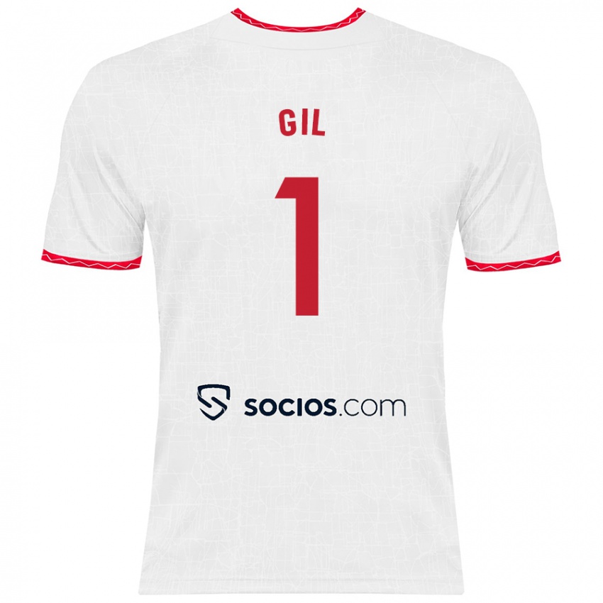 Niño Camiseta David Gil #1 Blanco Rojo 1ª Equipación 2024/25 La Camisa Perú