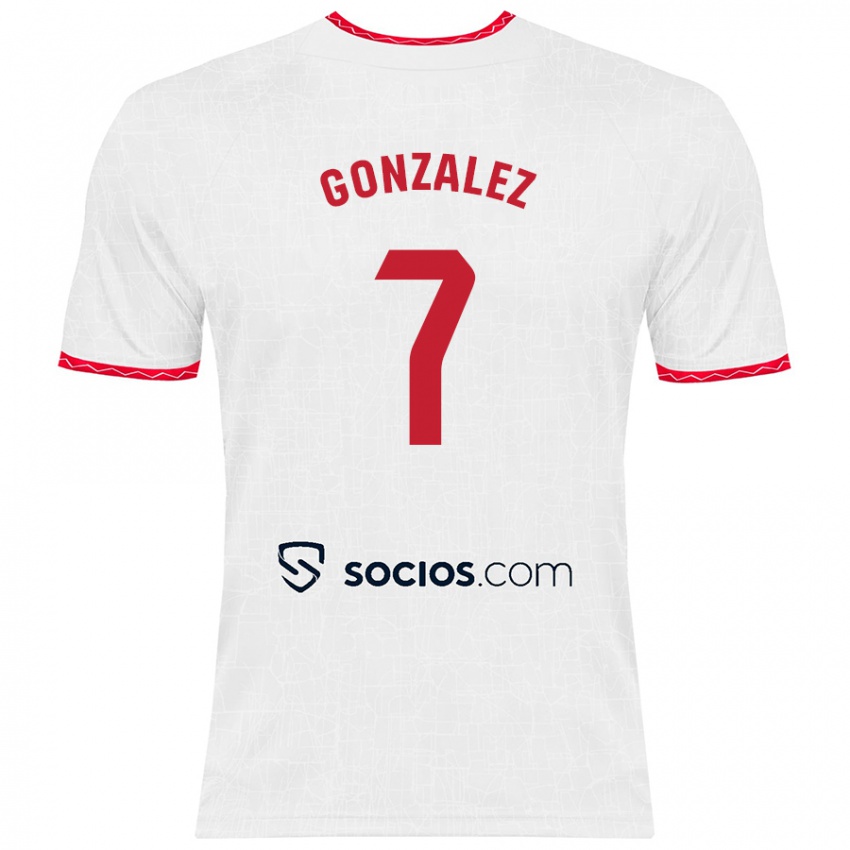 Niño Camiseta Juan González #7 Blanco Rojo 1ª Equipación 2024/25 La Camisa Perú