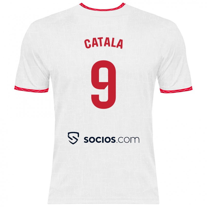 Niño Camiseta Rubén Catalá #9 Blanco Rojo 1ª Equipación 2024/25 La Camisa Perú