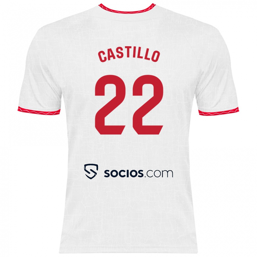 Niño Camiseta José Castillo #22 Blanco Rojo 1ª Equipación 2024/25 La Camisa Perú