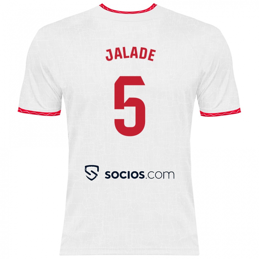 Niño Camiseta Robert Jalade #5 Blanco Rojo 1ª Equipación 2024/25 La Camisa Perú