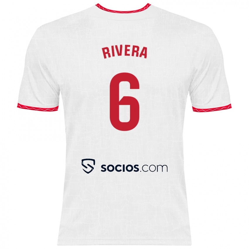 Niño Camiseta Pablo Rivera #6 Blanco Rojo 1ª Equipación 2024/25 La Camisa Perú