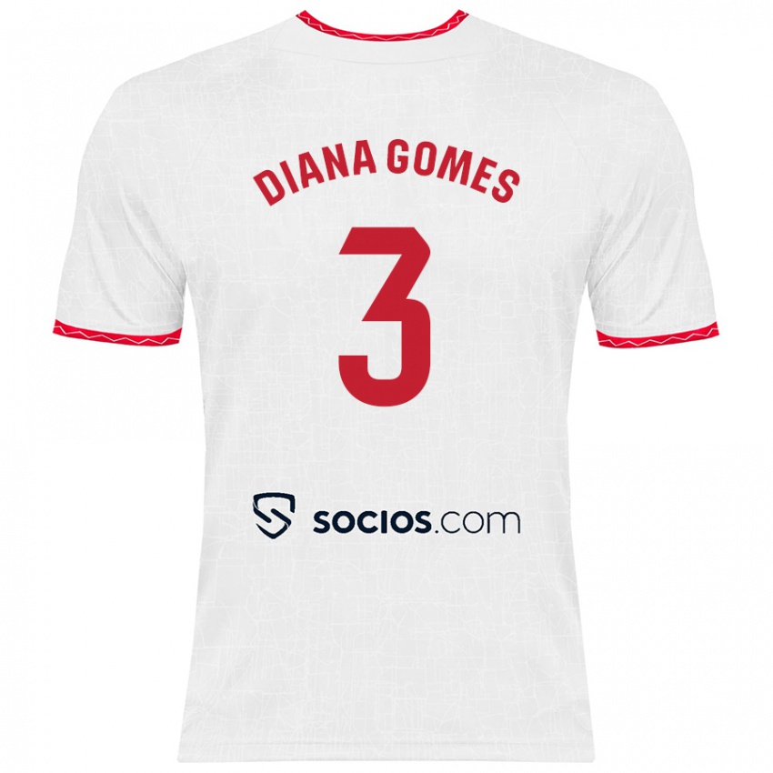 Niño Camiseta Diana Catarina Ribeiro Gomes #3 Blanco Rojo 1ª Equipación 2024/25 La Camisa Perú