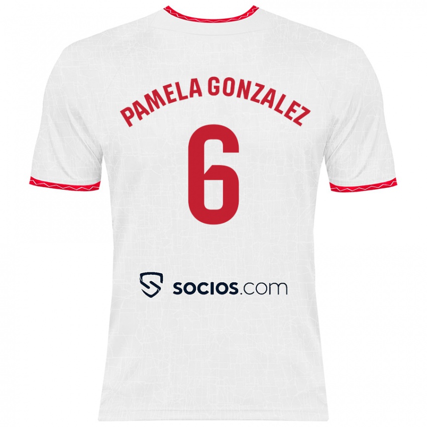 Niño Camiseta Cinthia Pamela González Medina #6 Blanco Rojo 1ª Equipación 2024/25 La Camisa Perú