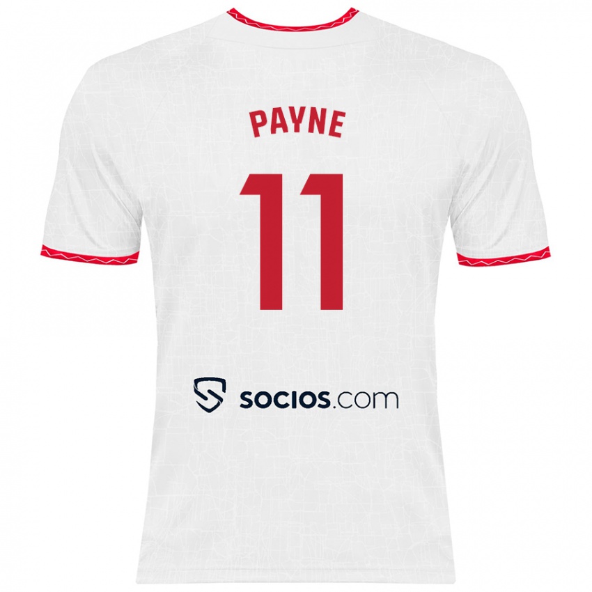 Niño Camiseta Antionette Oyedupe Toni Payne #11 Blanco Rojo 1ª Equipación 2024/25 La Camisa Perú