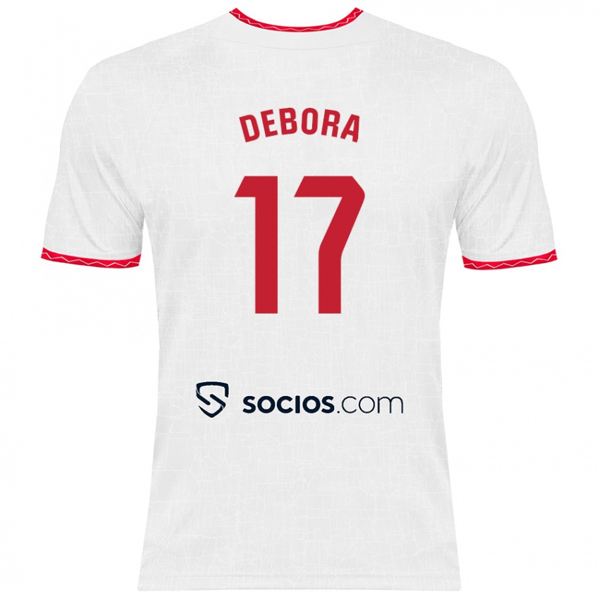 Niño Camiseta Débora García Mateo #17 Blanco Rojo 1ª Equipación 2024/25 La Camisa Perú