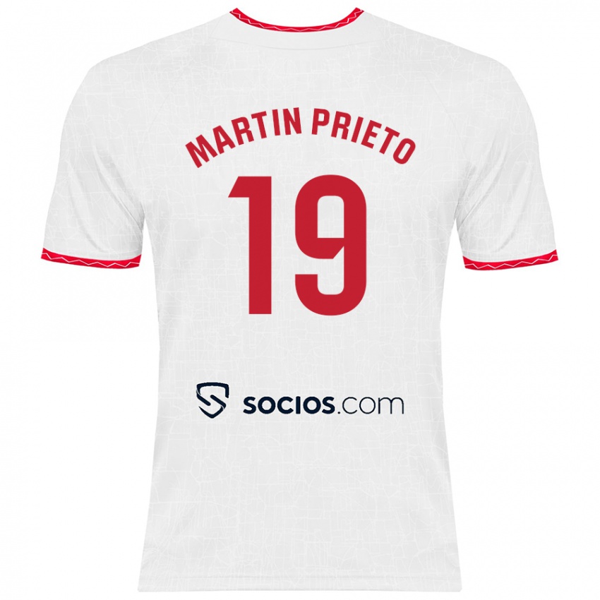 Niño Camiseta Cristina Martín-Prieto Gutiérrez #19 Blanco Rojo 1ª Equipación 2024/25 La Camisa Perú