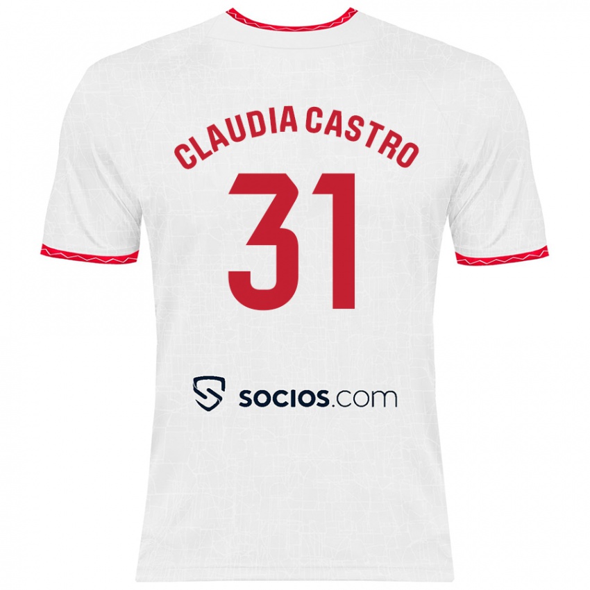 Niño Camiseta Claudia Castro Romero #31 Blanco Rojo 1ª Equipación 2024/25 La Camisa Perú