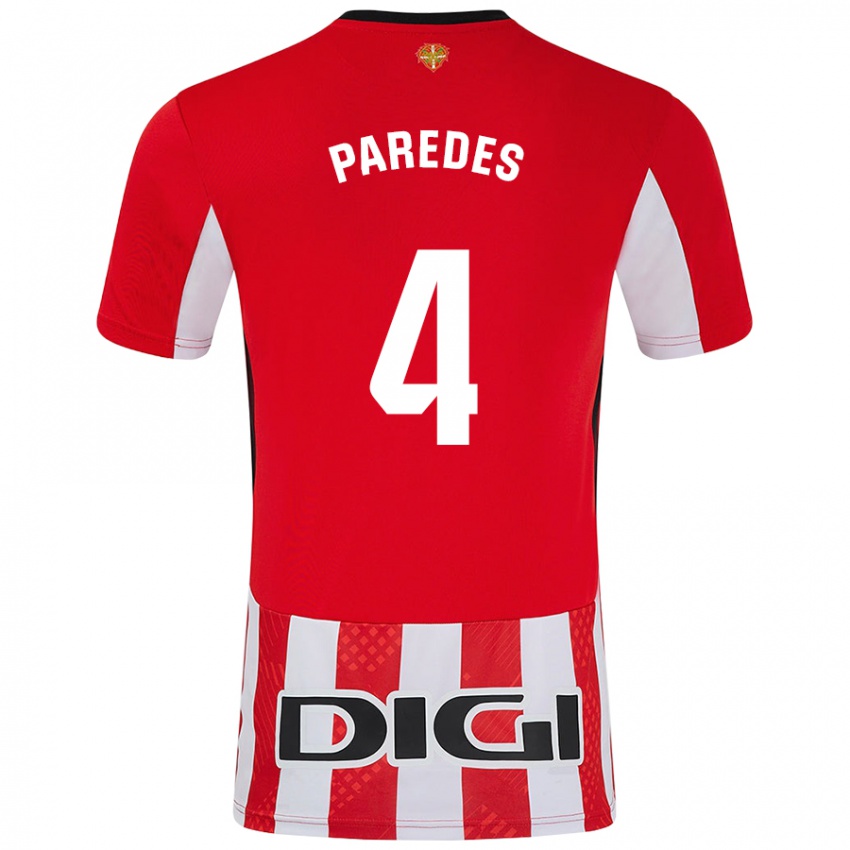 Niño Camiseta Aitor Paredes #4 Rojo Blanco 1ª Equipación 2024/25 La Camisa Perú