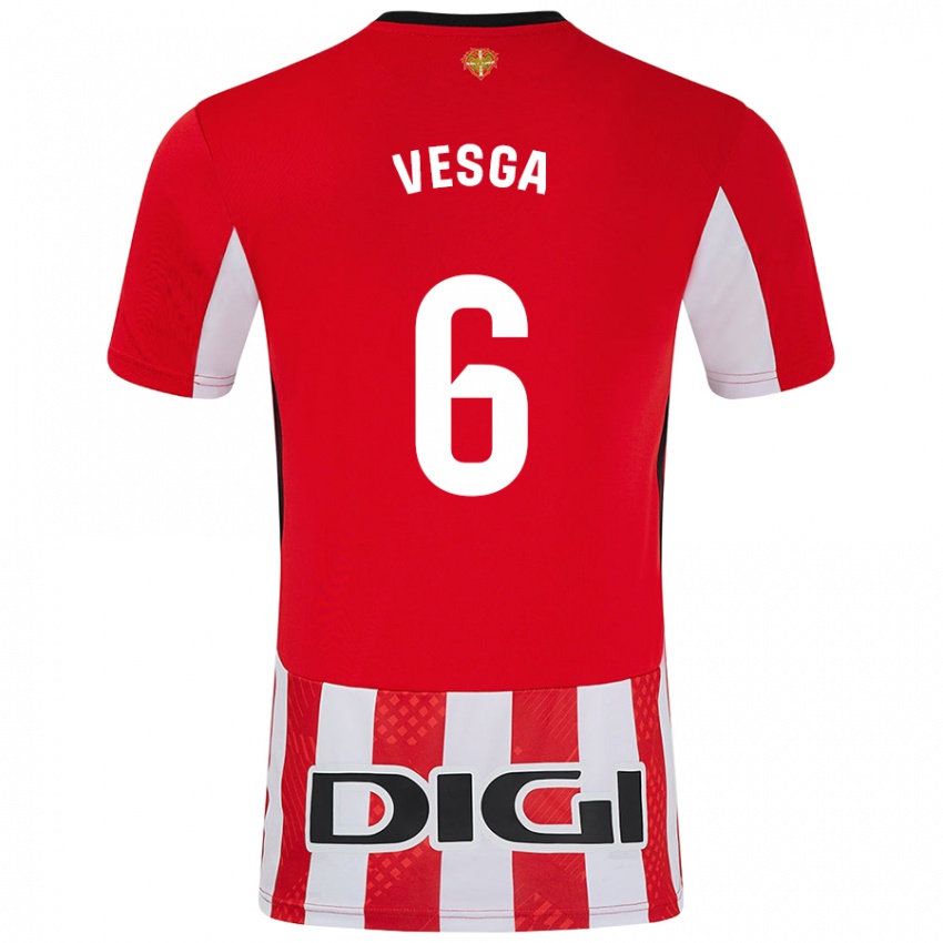 Niño Camiseta Mikel Vesga #6 Rojo Blanco 1ª Equipación 2024/25 La Camisa Perú