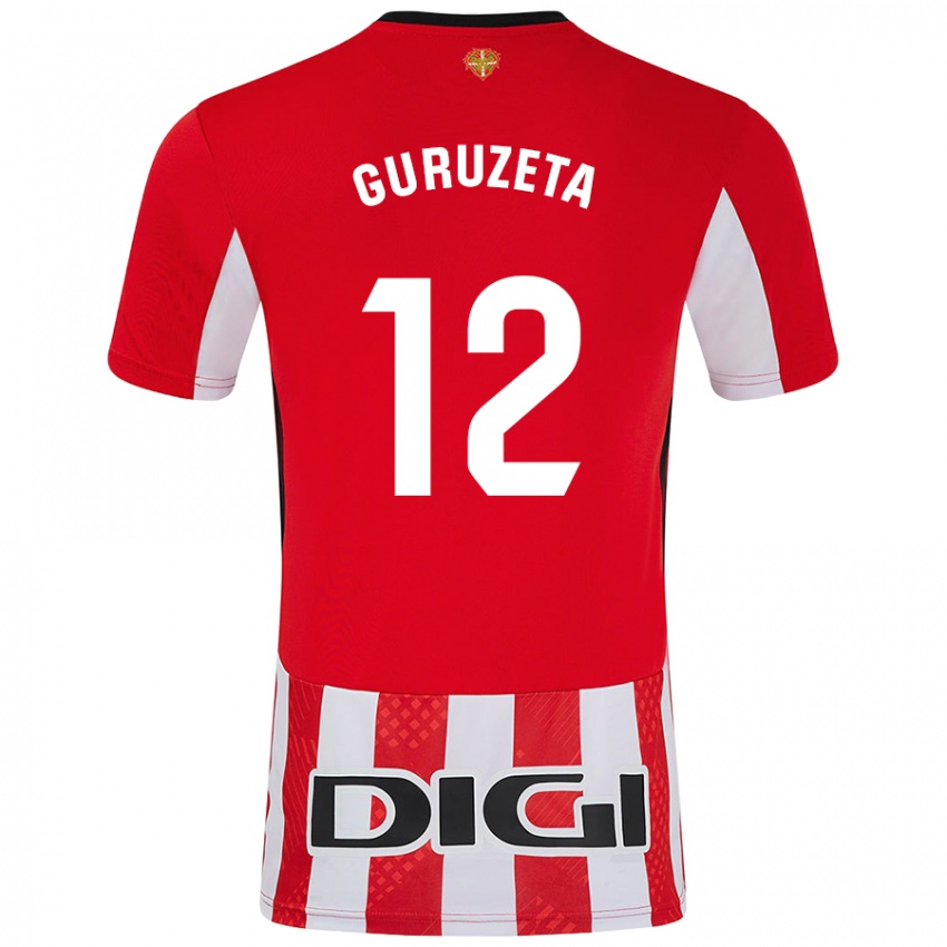 Niño Camiseta Gorka Guruzeta #12 Rojo Blanco 1ª Equipación 2024/25 La Camisa Perú