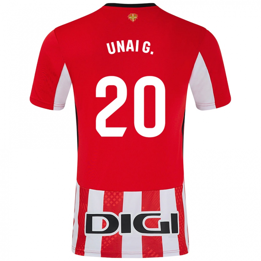 Niño Camiseta Unai Gómez #20 Rojo Blanco 1ª Equipación 2024/25 La Camisa Perú