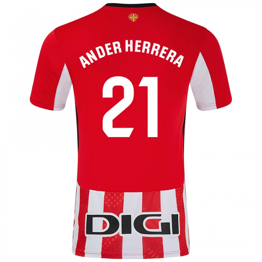 Niño Camiseta Ander Herrera #21 Rojo Blanco 1ª Equipación 2024/25 La Camisa Perú