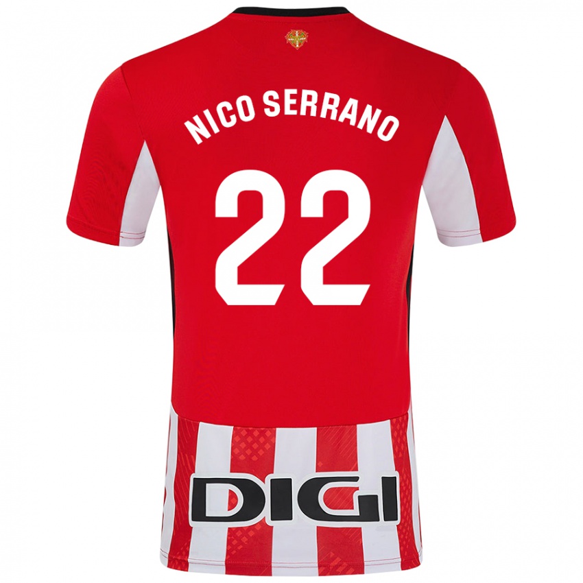 Niño Camiseta Nico Serrano #22 Rojo Blanco 1ª Equipación 2024/25 La Camisa Perú