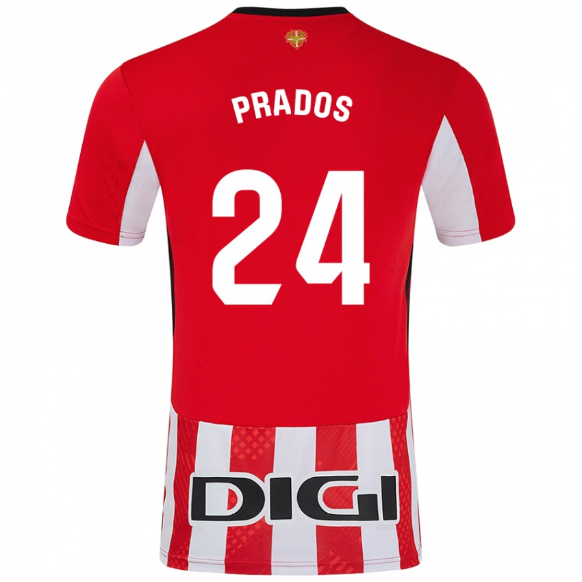 Niño Camiseta Beñat Prados #24 Rojo Blanco 1ª Equipación 2024/25 La Camisa Perú