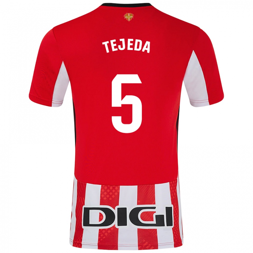 Niño Camiseta Diego Tejeda #5 Rojo Blanco 1ª Equipación 2024/25 La Camisa Perú