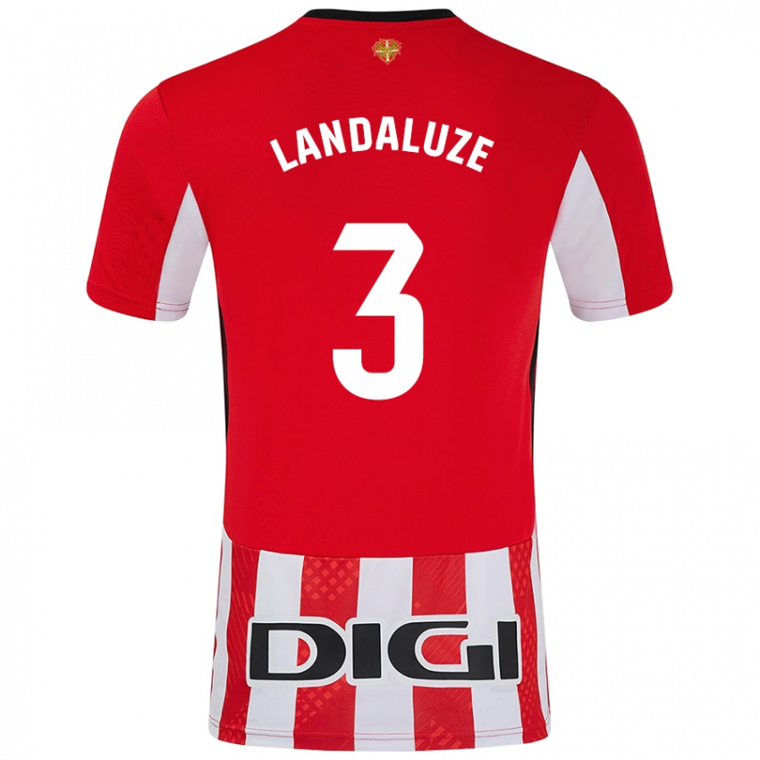 Niño Camiseta Naia Landaluze Marquínez #3 Rojo Blanco 1ª Equipación 2024/25 La Camisa Perú