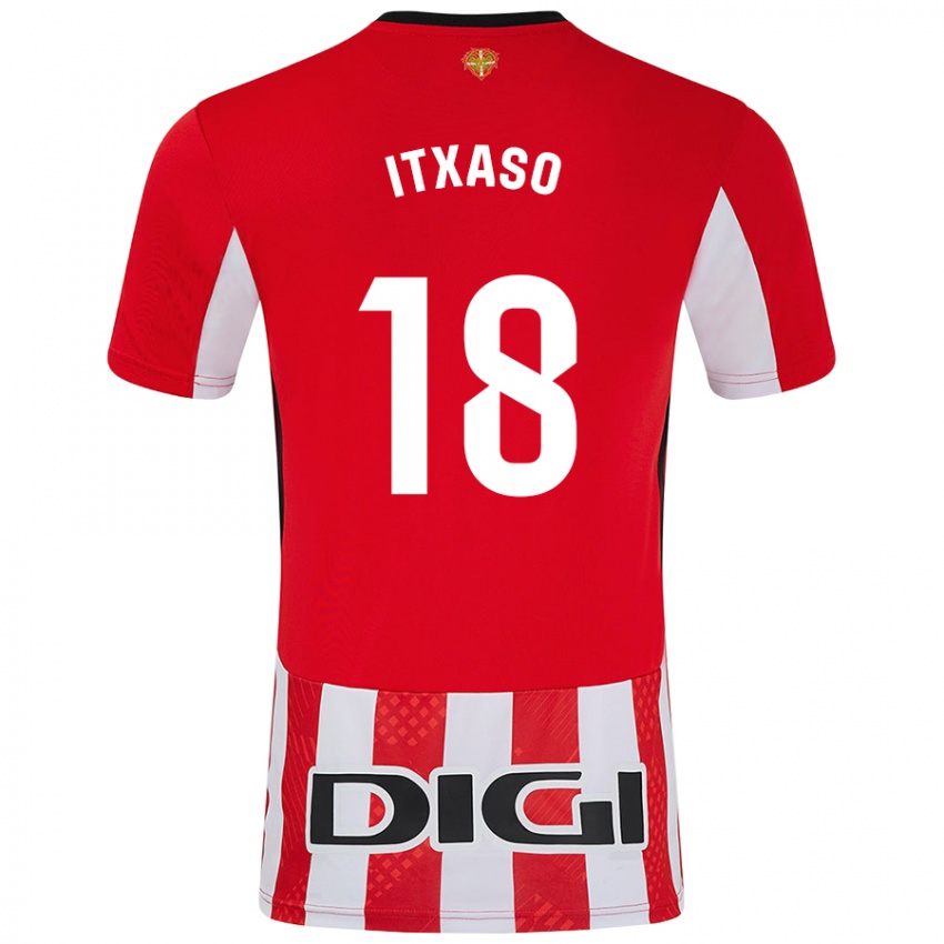 Niño Camiseta Itxaso Uriarte Santamaria #18 Rojo Blanco 1ª Equipación 2024/25 La Camisa Perú