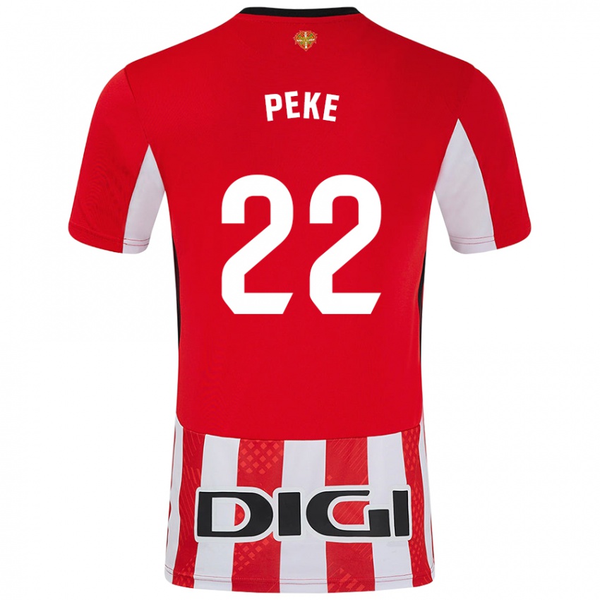 Niño Camiseta Ainize Barea Nuñez #22 Rojo Blanco 1ª Equipación 2024/25 La Camisa Perú