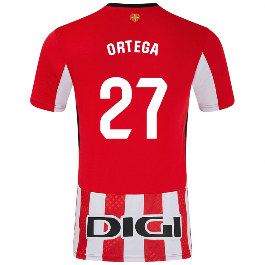 Niño Camiseta Sara Ortega #27 Rojo Blanco 1ª Equipación 2024/25 La Camisa Perú