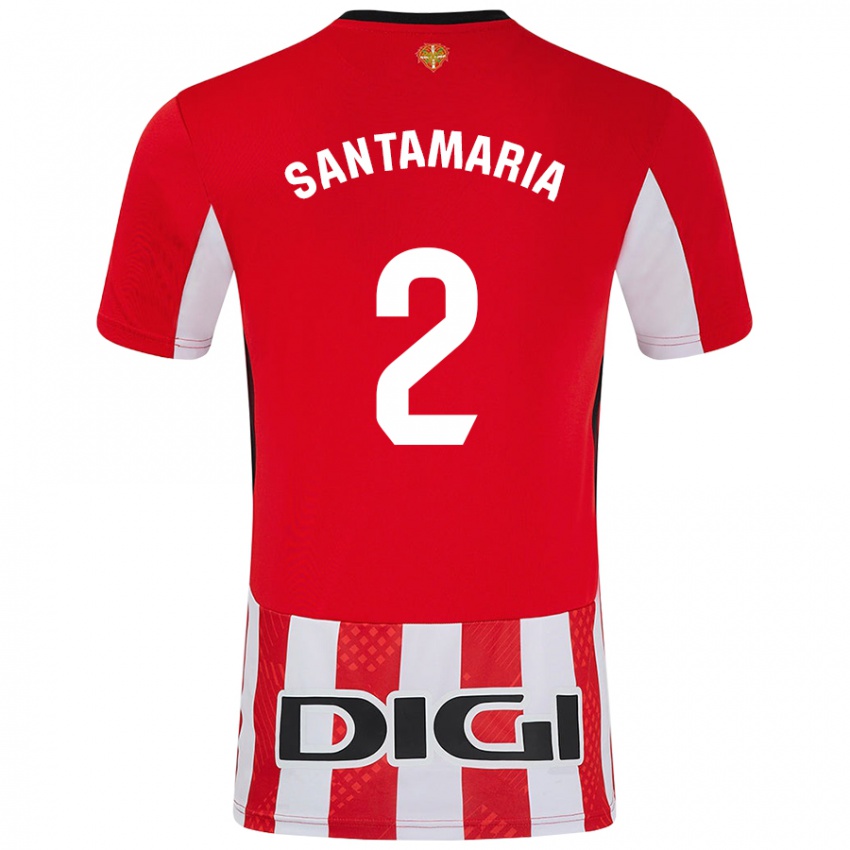 Niño Camiseta Unai Santamaría #2 Rojo Blanco 1ª Equipación 2024/25 La Camisa Perú