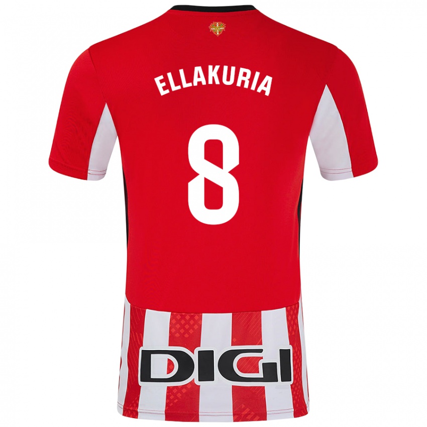 Niño Camiseta Eneko Ellakuria #8 Rojo Blanco 1ª Equipación 2024/25 La Camisa Perú