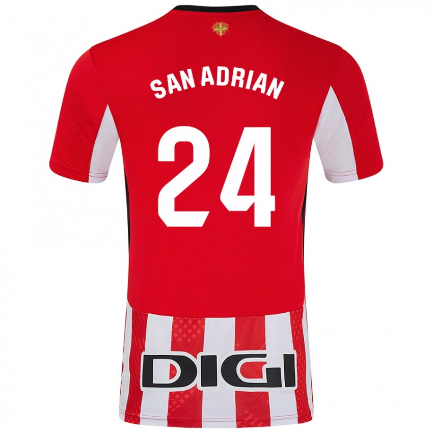 Niño Camiseta Marta San Adrián Rocandio #24 Rojo Blanco 1ª Equipación 2024/25 La Camisa Perú