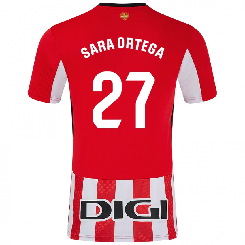 Niño Camiseta Sara Ortega Ruiz #27 Rojo Blanco 1ª Equipación 2024/25 La Camisa Perú