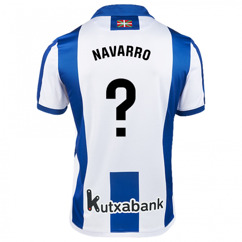 Niño Camiseta Robert Navarro #0 Blanco Azul 1ª Equipación 2024/25 La Camisa Perú