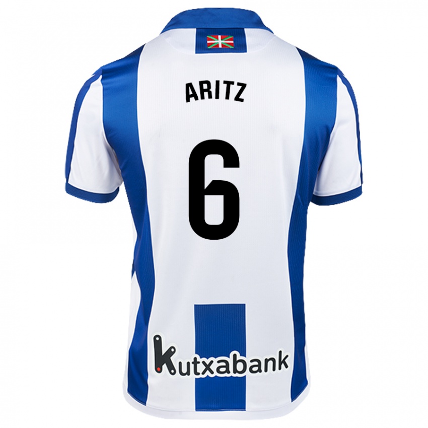 Niño Camiseta Aritz Elustondo #6 Blanco Azul 1ª Equipación 2024/25 La Camisa Perú