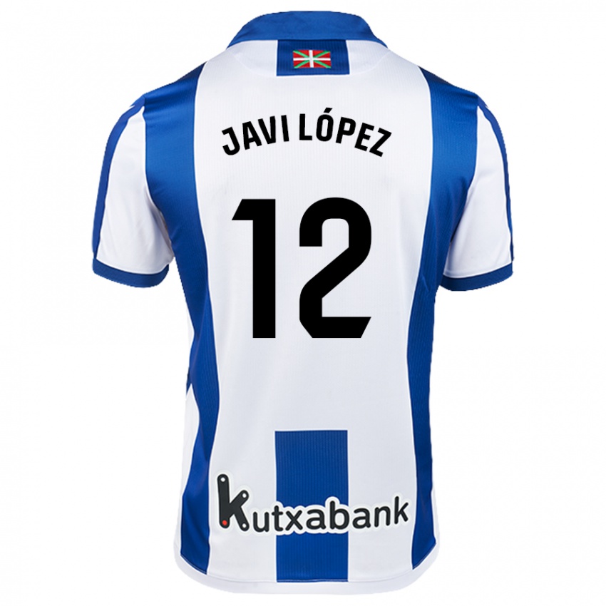 Niño Camiseta Javi López #12 Blanco Azul 1ª Equipación 2024/25 La Camisa Perú